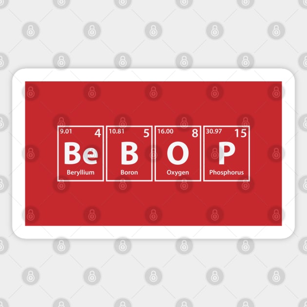 Bebop (Be-B-O-P) Periodic Elements Spelling Sticker by cerebrands